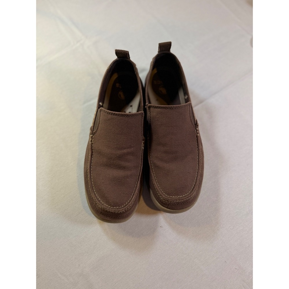 Crocs Walu Slip-On Mens Loafers Size 10 Brown Canvas Eclectic Grandpa Casual